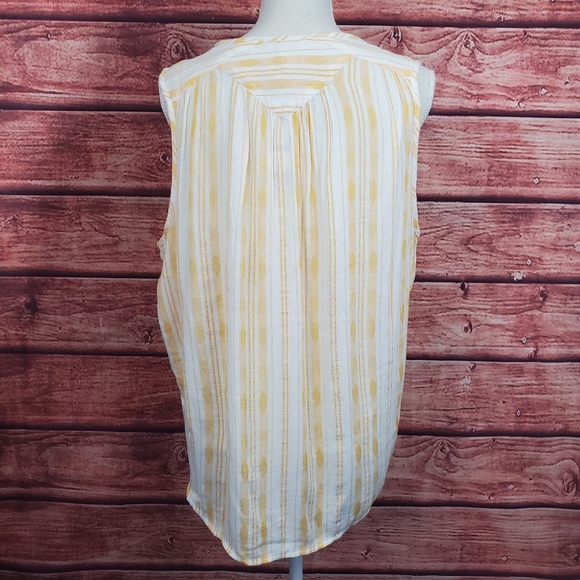 Lucky Brand Yellow Tie Front Top L - Picture 3 of 5